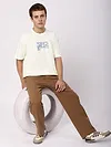 Cream Good Day Printed Oversized T-Shirt